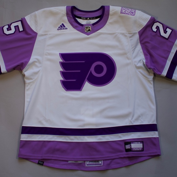 2021 Philadelphia Flyers Hockey Fights Cancer James van Riemsdyk warm up worn je - Picture 1 of 6